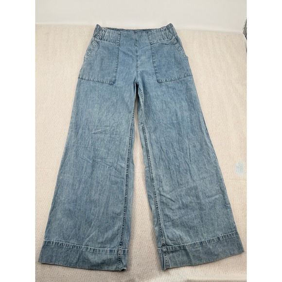 Free People Pants - We The Free Breezy Pull On Pants Blue Denim Elastic Waist Boho Resort Women Med